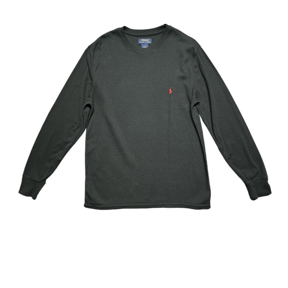 Polo Ralph Lauren Thermal Waffle Knit Shirt Large Crew Neck‎ Long Sleeve Preppy
